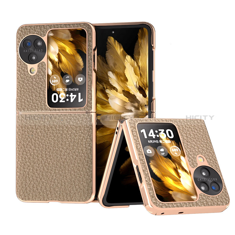 Funda Bumper Lujo Cuero y Plastico Mate Carcasa BH28 para Oppo Find N3 Flip 5G