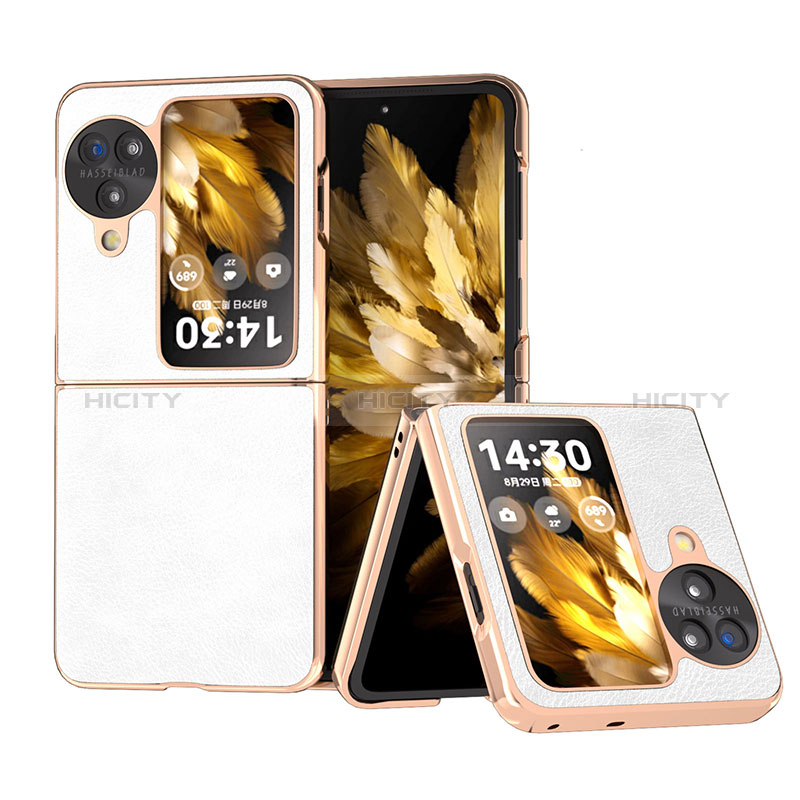 Funda Bumper Lujo Cuero y Plastico Mate Carcasa BH29 para Oppo Find N3 Flip 5G