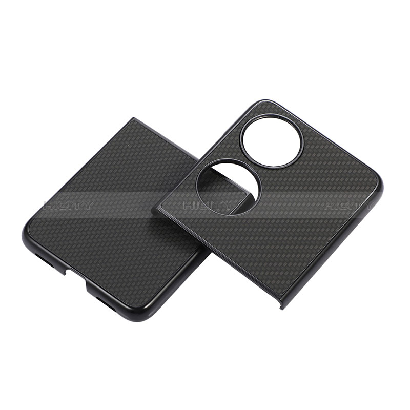 Funda Bumper Lujo Cuero y Plastico Mate Carcasa BH3 para Huawei P50 Pocket Negro