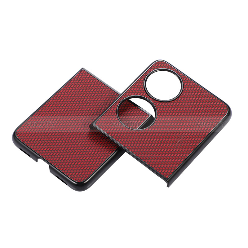 Funda Bumper Lujo Cuero y Plastico Mate Carcasa BH3 para Huawei P50 Pocket Rojo