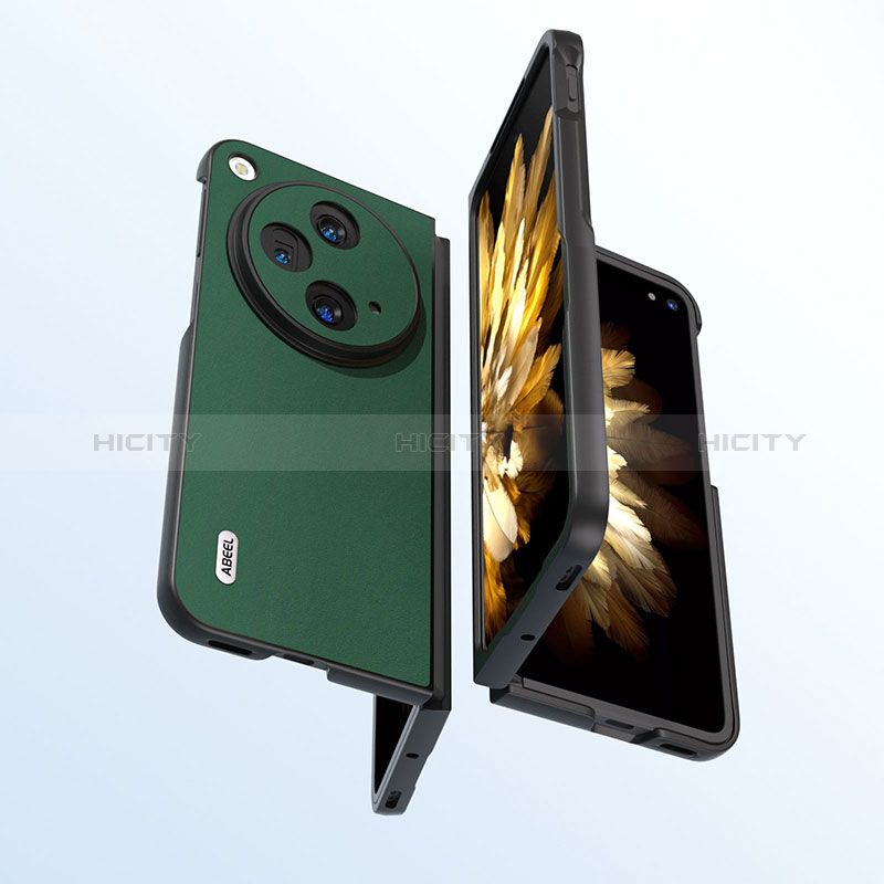 Funda Bumper Lujo Cuero y Plastico Mate Carcasa BH3 para OnePlus Open 5G Verde