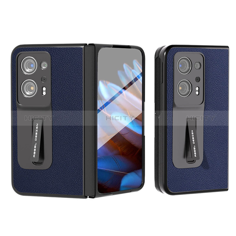 Funda Bumper Lujo Cuero y Plastico Mate Carcasa BH3 para Oppo Find N2 5G Azul