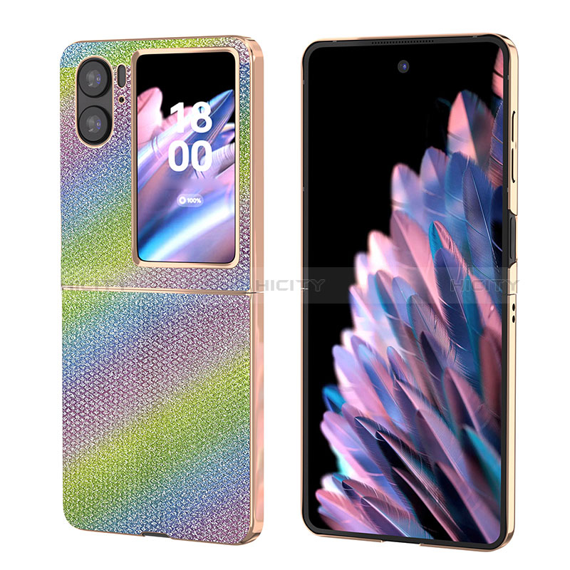 Funda Bumper Lujo Cuero y Plastico Mate Carcasa BH3 para Oppo Find N2 Flip 5G