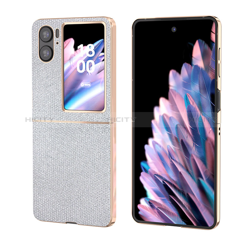 Funda Bumper Lujo Cuero y Plastico Mate Carcasa BH3 para Oppo Find N2 Flip 5G