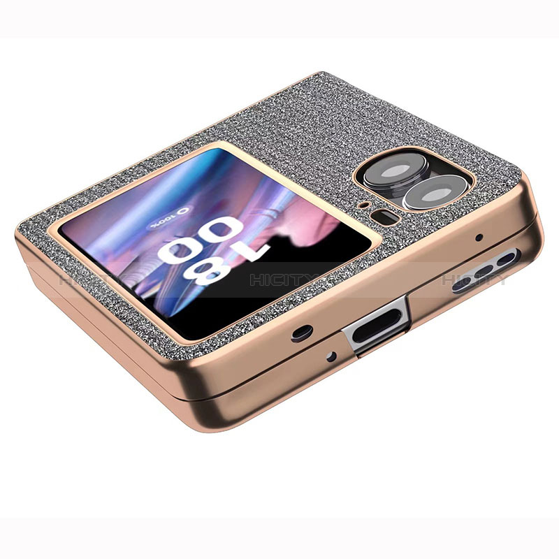 Funda Bumper Lujo Cuero y Plastico Mate Carcasa BH3 para Oppo Find N2 Flip 5G