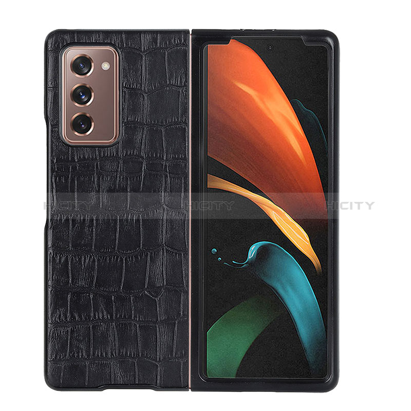 Funda Bumper Lujo Cuero y Plastico Mate Carcasa BH3 para Samsung Galaxy Z Fold2 5G Negro