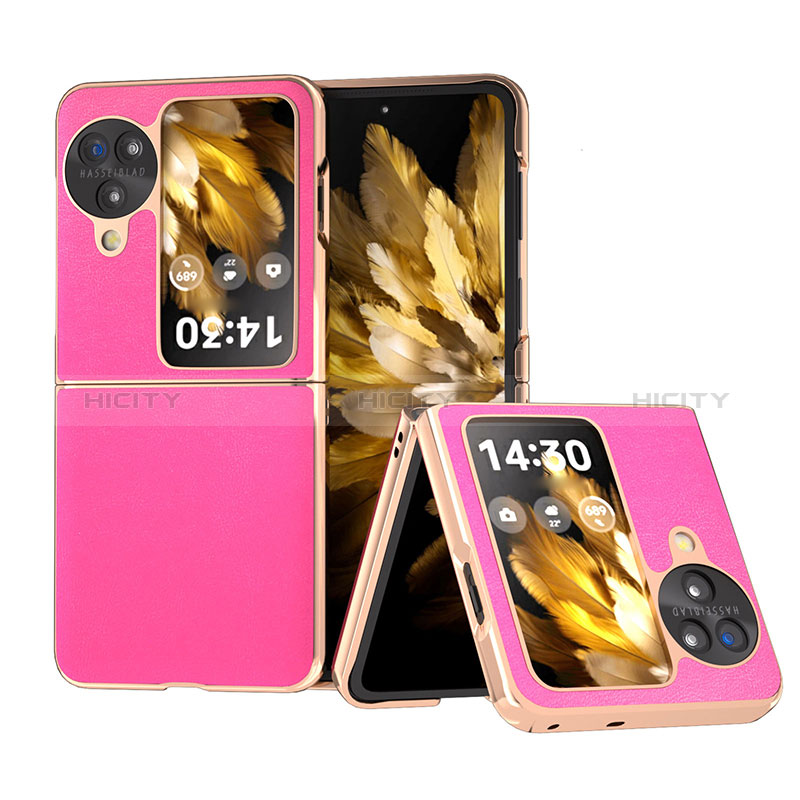 Funda Bumper Lujo Cuero y Plastico Mate Carcasa BH30 para Oppo Find N3 Flip 5G