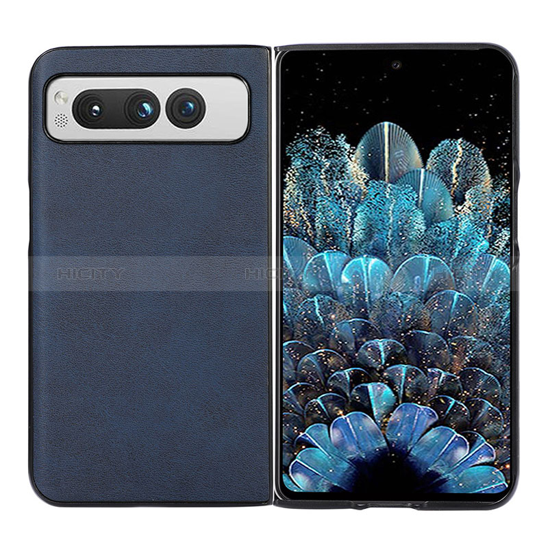 Funda Bumper Lujo Cuero y Plastico Mate Carcasa BH4 para Google Pixel Fold 5G Azul