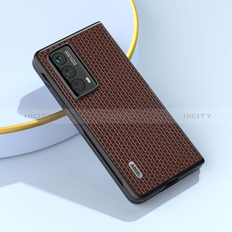 Funda Bumper Lujo Cuero y Plastico Mate Carcasa BH4 para Huawei Honor Magic Vs2 5G Marron