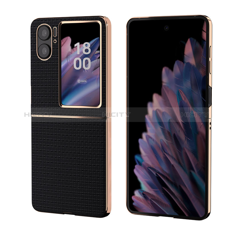 Funda Bumper Lujo Cuero y Plastico Mate Carcasa BH4 para Oppo Find N2 Flip 5G