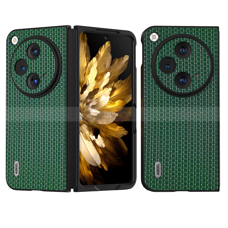 Funda Bumper Lujo Cuero y Plastico Mate Carcasa BH4 para Oppo Find N3 5G Verde