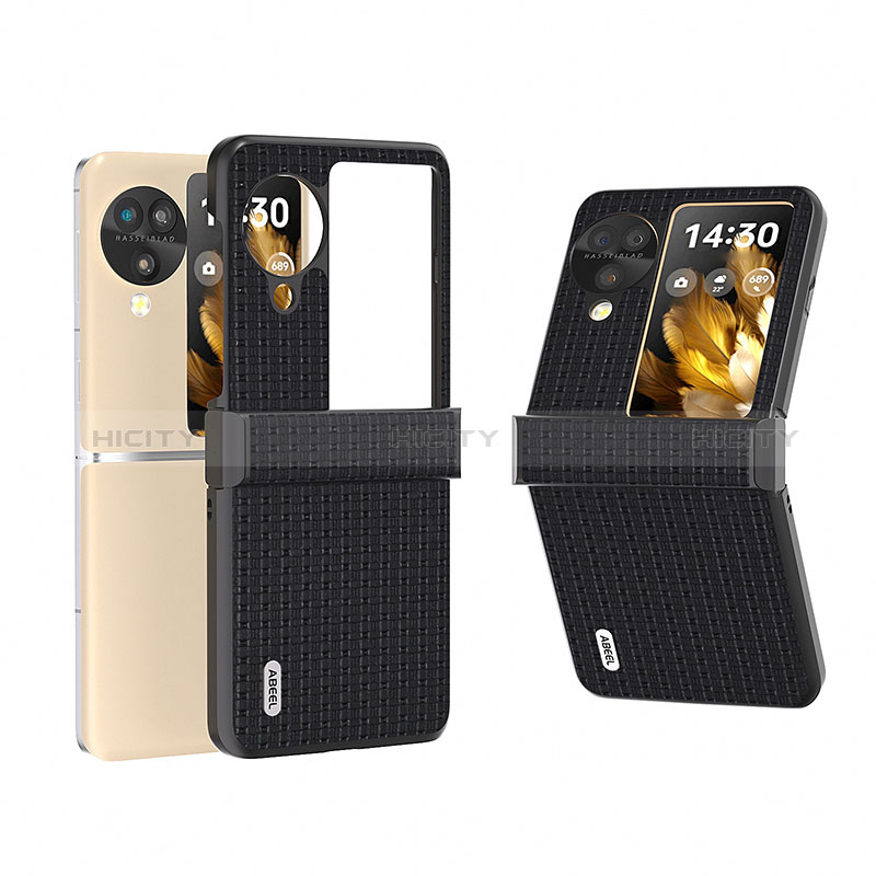 Funda Bumper Lujo Cuero y Plastico Mate Carcasa BH4 para Oppo Find N3 Flip 5G