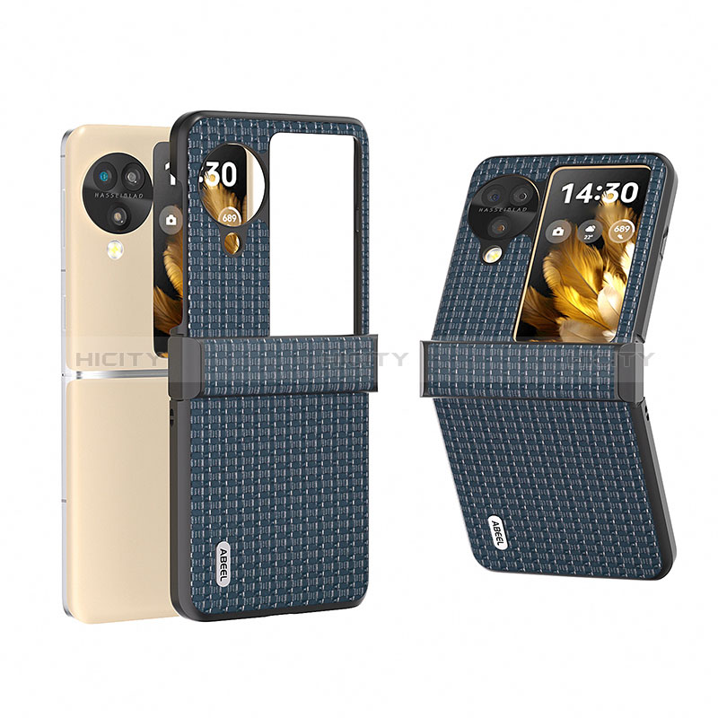 Funda Bumper Lujo Cuero y Plastico Mate Carcasa BH4 para Oppo Find N3 Flip 5G