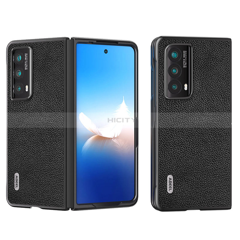 Funda Bumper Lujo Cuero y Plastico Mate Carcasa BH5 para Huawei Honor Magic Vs2 5G Negro