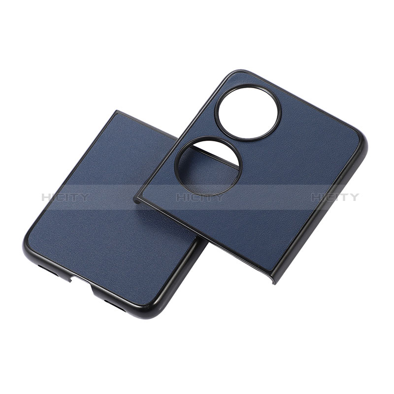 Funda Bumper Lujo Cuero y Plastico Mate Carcasa BH5 para Huawei P60 Pocket Azul