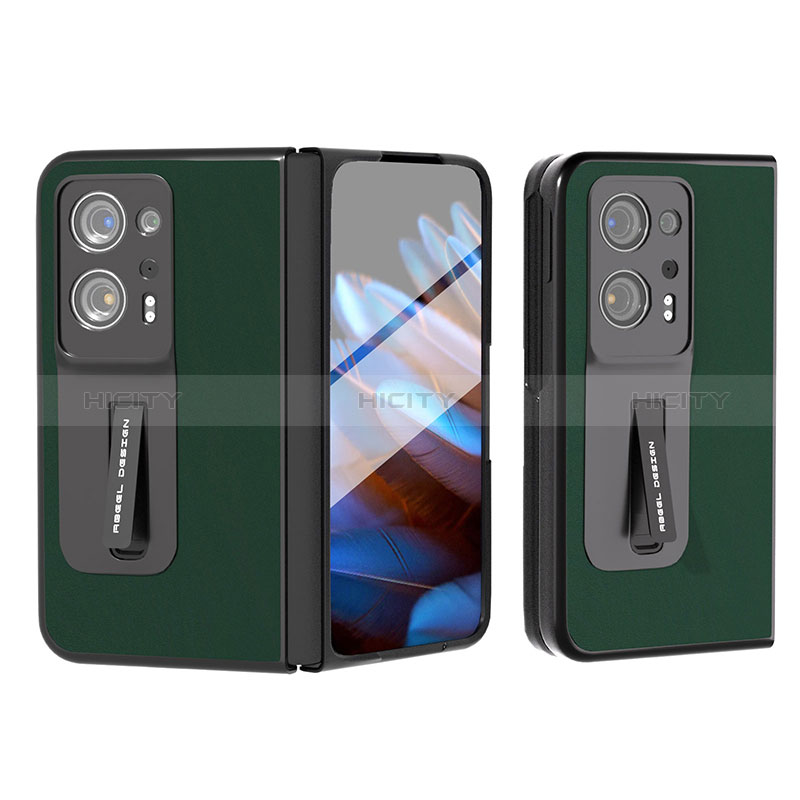 Funda Bumper Lujo Cuero y Plastico Mate Carcasa BH5 para Oppo Find N2 5G Verde