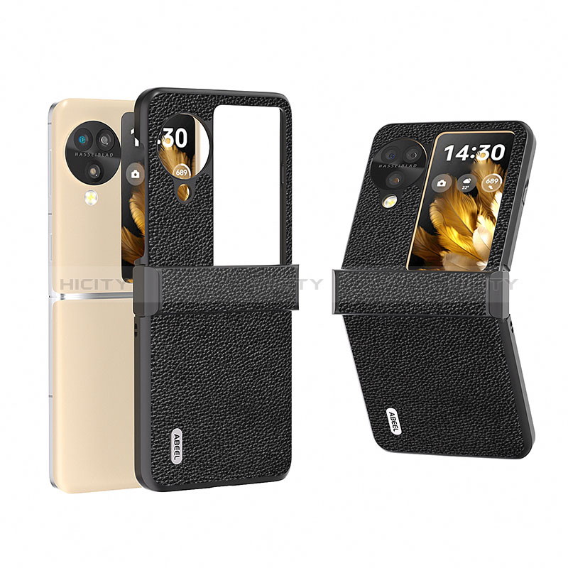 Funda Bumper Lujo Cuero y Plastico Mate Carcasa BH5 para Oppo Find N3 Flip 5G