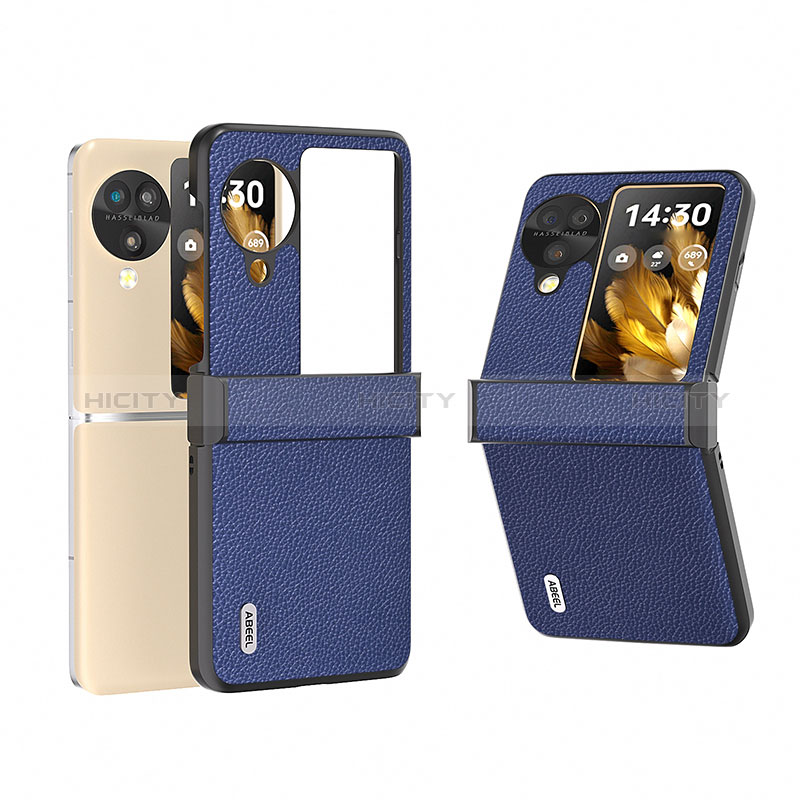 Funda Bumper Lujo Cuero y Plastico Mate Carcasa BH5 para Oppo Find N3 Flip 5G