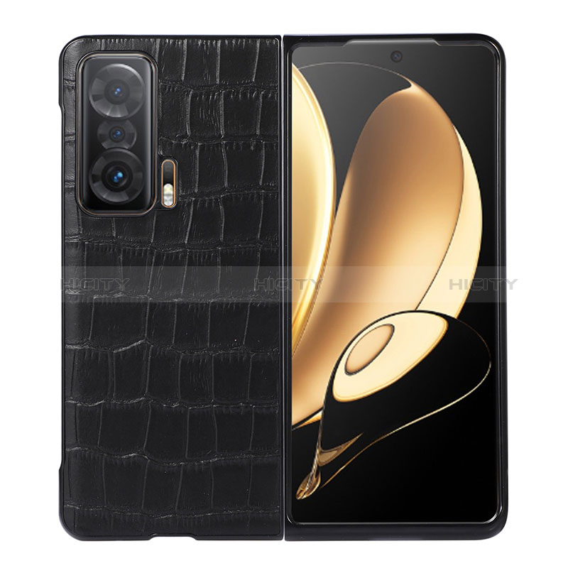 Funda Bumper Lujo Cuero y Plastico Mate Carcasa BH6 para Huawei Honor Magic V 5G Negro