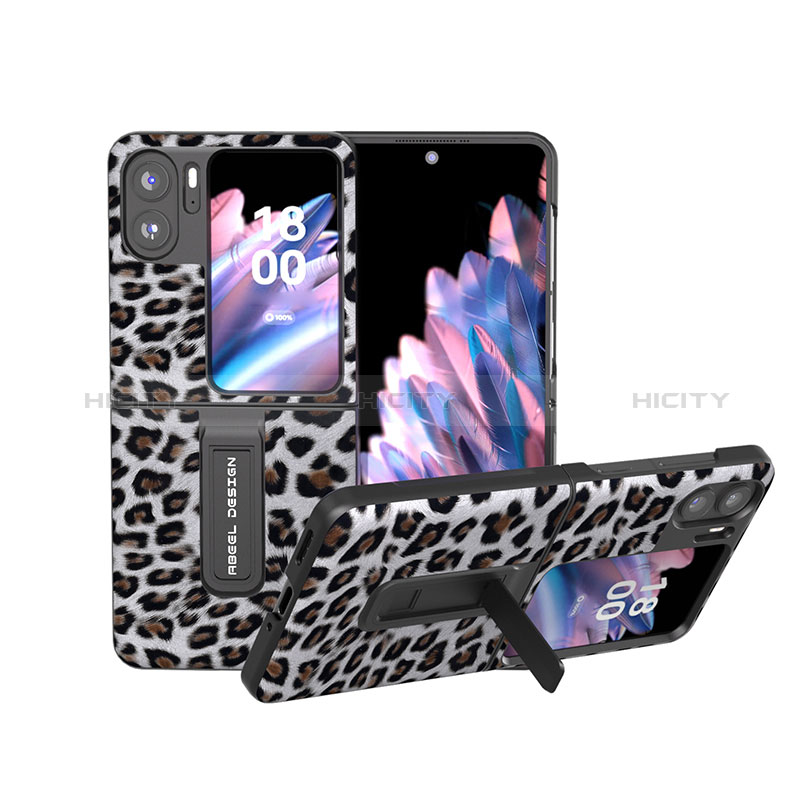 Funda Bumper Lujo Cuero y Plastico Mate Carcasa BH6 para Oppo Find N2 Flip 5G