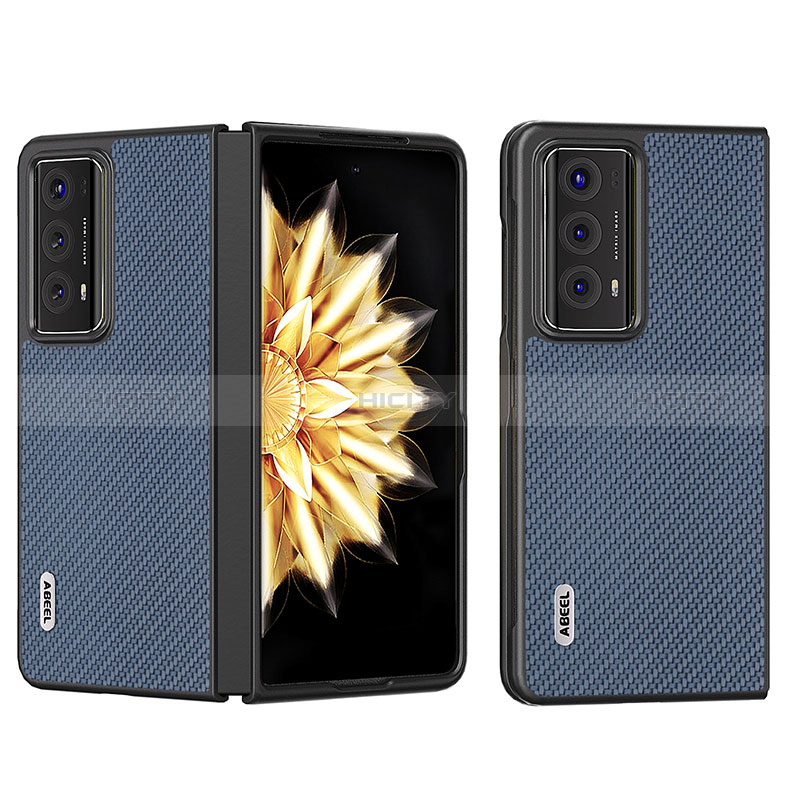 Funda Bumper Lujo Cuero y Plastico Mate Carcasa BH7 para Huawei Honor Magic V2 Ultimate 5G Azul