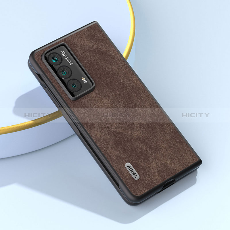 Funda Bumper Lujo Cuero y Plastico Mate Carcasa BH7 para Huawei Honor Magic Vs2 5G Marron