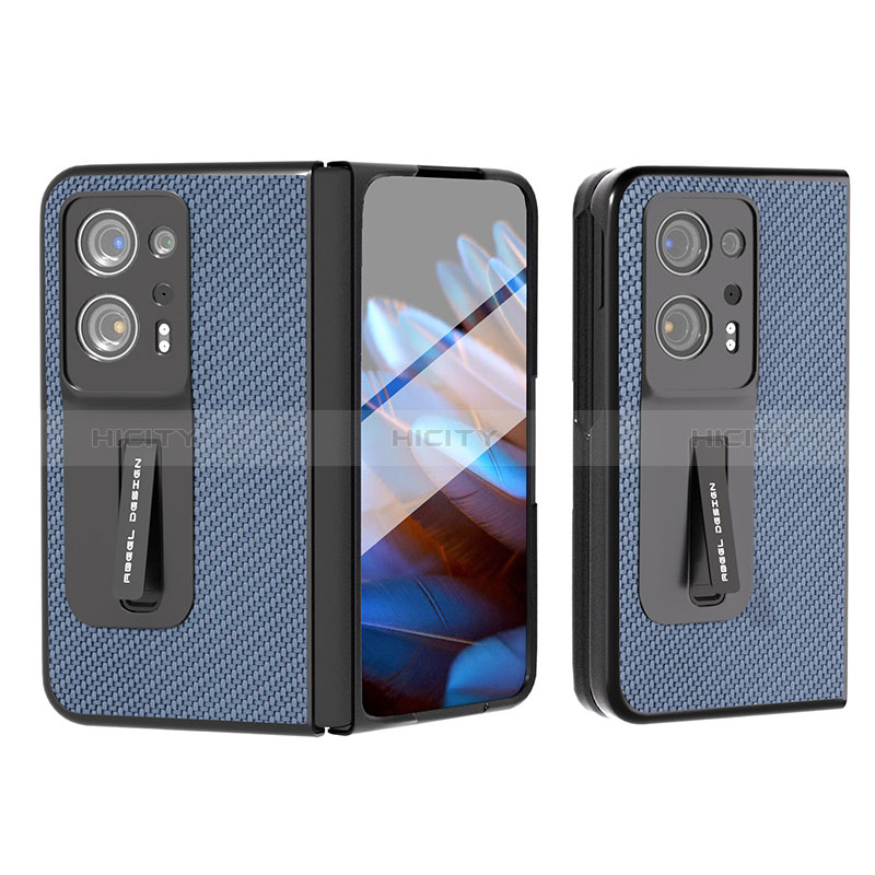 Funda Bumper Lujo Cuero y Plastico Mate Carcasa BH7 para Oppo Find N2 5G Azul