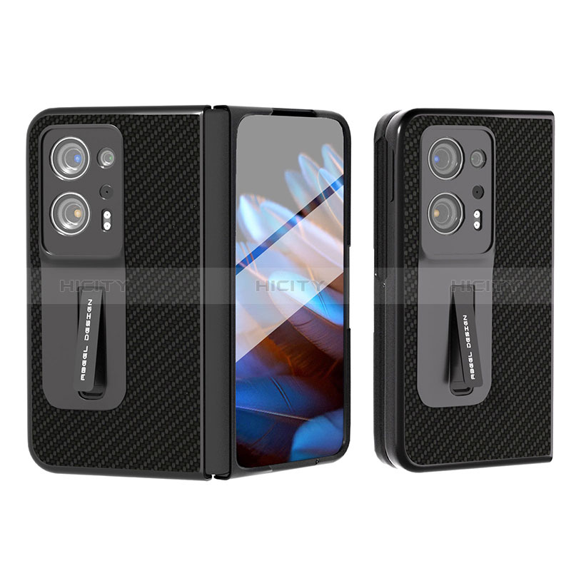 Funda Bumper Lujo Cuero y Plastico Mate Carcasa BH7 para Oppo Find N2 5G Negro