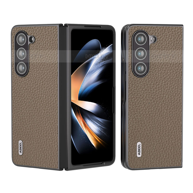 Funda Bumper Lujo Cuero y Plastico Mate Carcasa BH7 para Samsung Galaxy Z Fold5 5G Marron