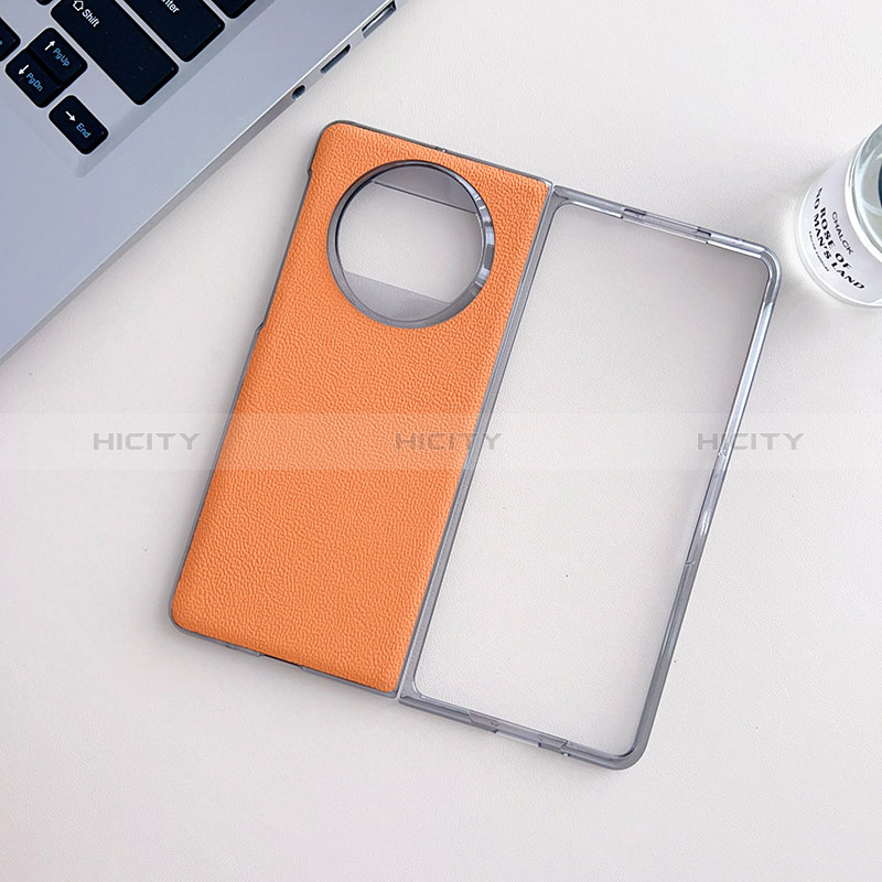 Funda Bumper Lujo Cuero y Plastico Mate Carcasa BH8 para Huawei Mate X3 Naranja