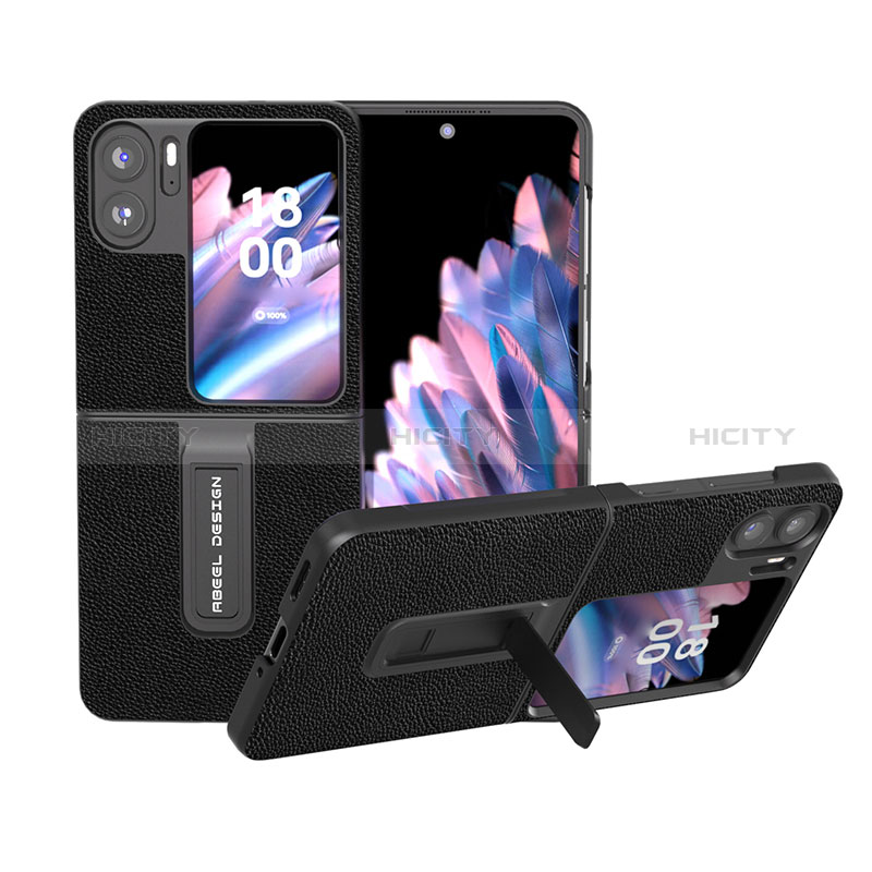 Funda Bumper Lujo Cuero y Plastico Mate Carcasa BH8 para Oppo Find N2 Flip 5G