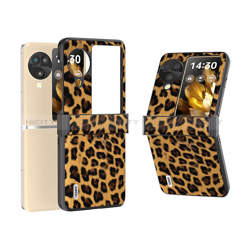 Funda Bumper Lujo Cuero y Plastico Mate Carcasa BH8 para Oppo Find N3 Flip 5G