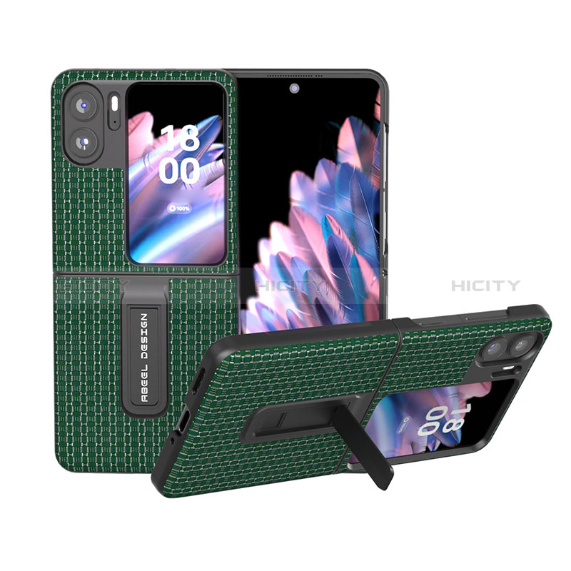 Funda Bumper Lujo Cuero y Plastico Mate Carcasa BH9 para Oppo Find N2 Flip 5G