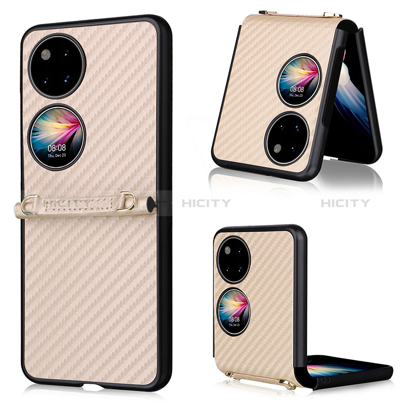 Funda Bumper Lujo Cuero y Plastico Mate Carcasa BY1 para Huawei P50 Pocket