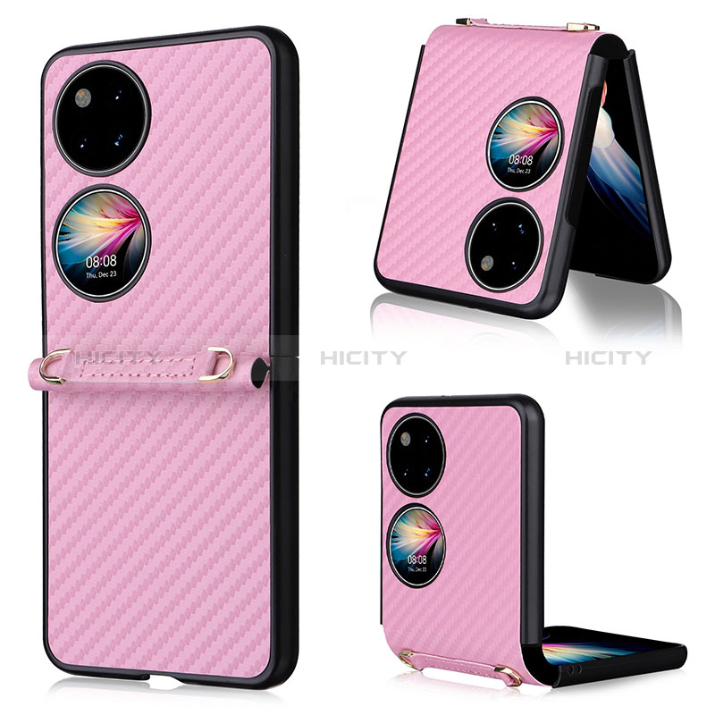 Funda Bumper Lujo Cuero y Plastico Mate Carcasa BY1 para Huawei P50 Pocket