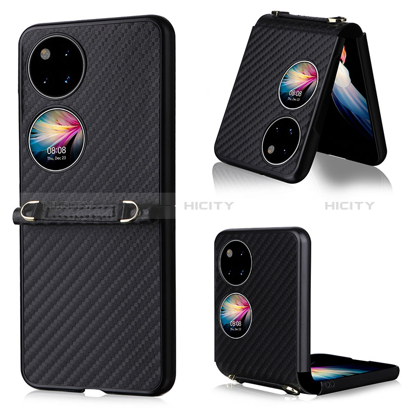 Funda Bumper Lujo Cuero y Plastico Mate Carcasa BY1 para Huawei P60 Pocket