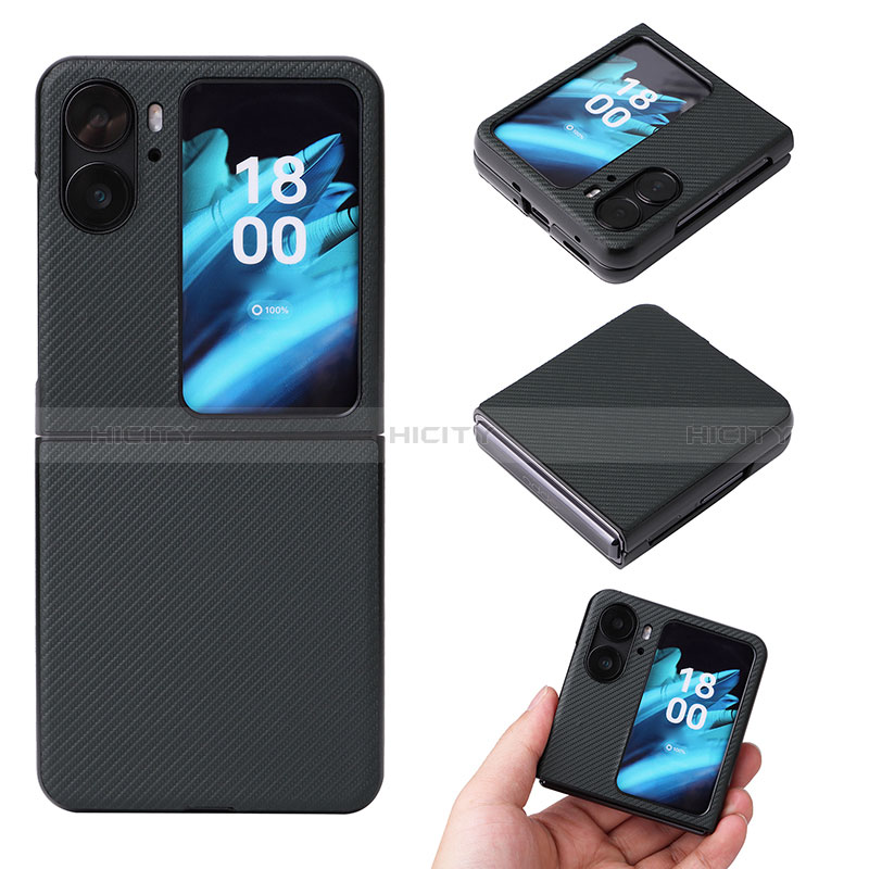 Funda Bumper Lujo Cuero y Plastico Mate Carcasa BY1 para Oppo Find N2 Flip 5G