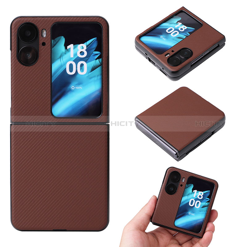 Funda Bumper Lujo Cuero y Plastico Mate Carcasa BY1 para Oppo Find N2 Flip 5G