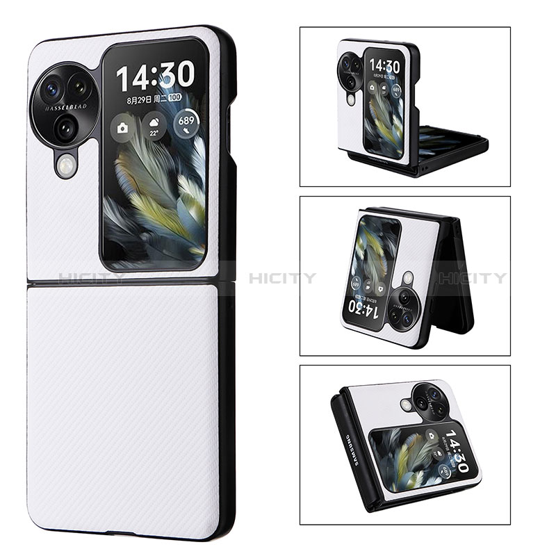 Funda Bumper Lujo Cuero y Plastico Mate Carcasa BY1 para Oppo Find N3 Flip 5G