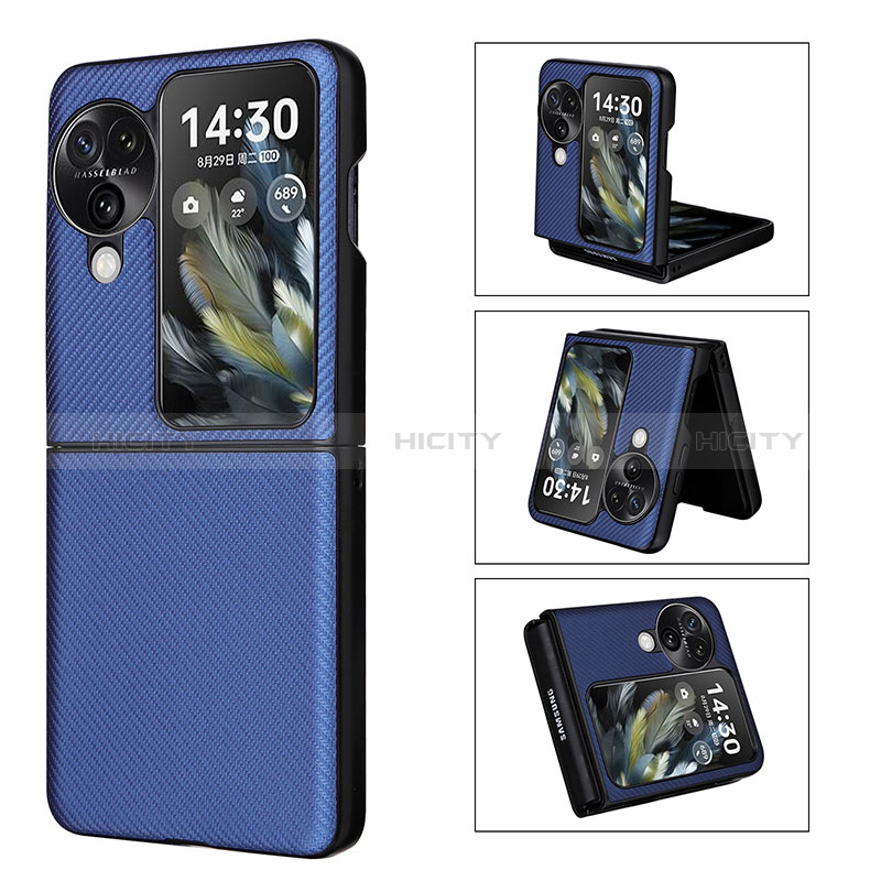 Funda Bumper Lujo Cuero y Plastico Mate Carcasa BY1 para Oppo Find N3 Flip 5G