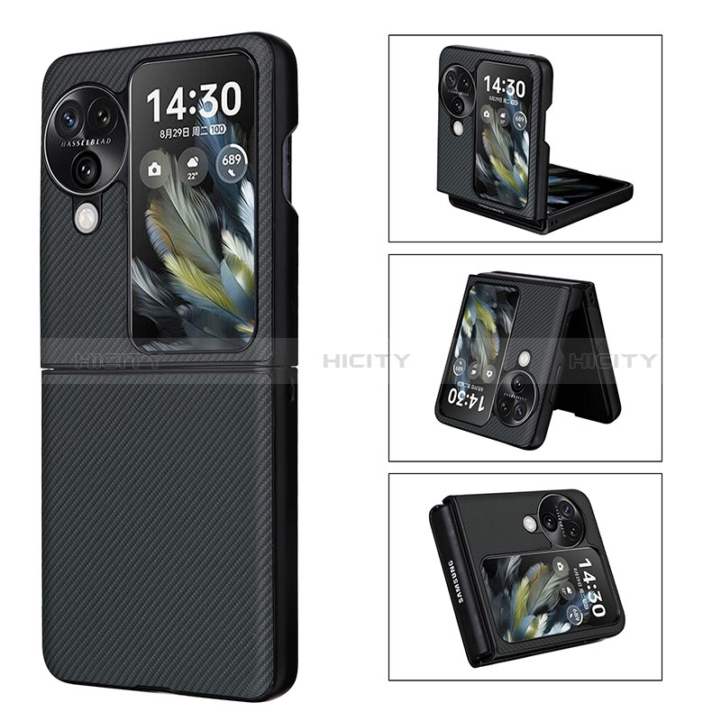 Funda Bumper Lujo Cuero y Plastico Mate Carcasa BY1 para Oppo Find N3 Flip 5G