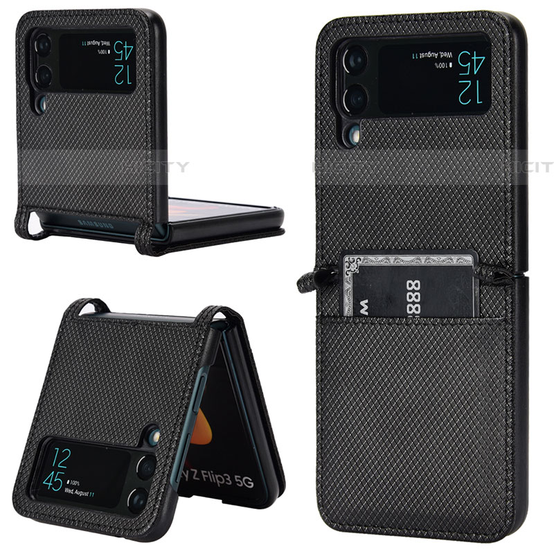 Funda Bumper Lujo Cuero y Plastico Mate Carcasa BY1 para Samsung Galaxy Z Flip4 5G