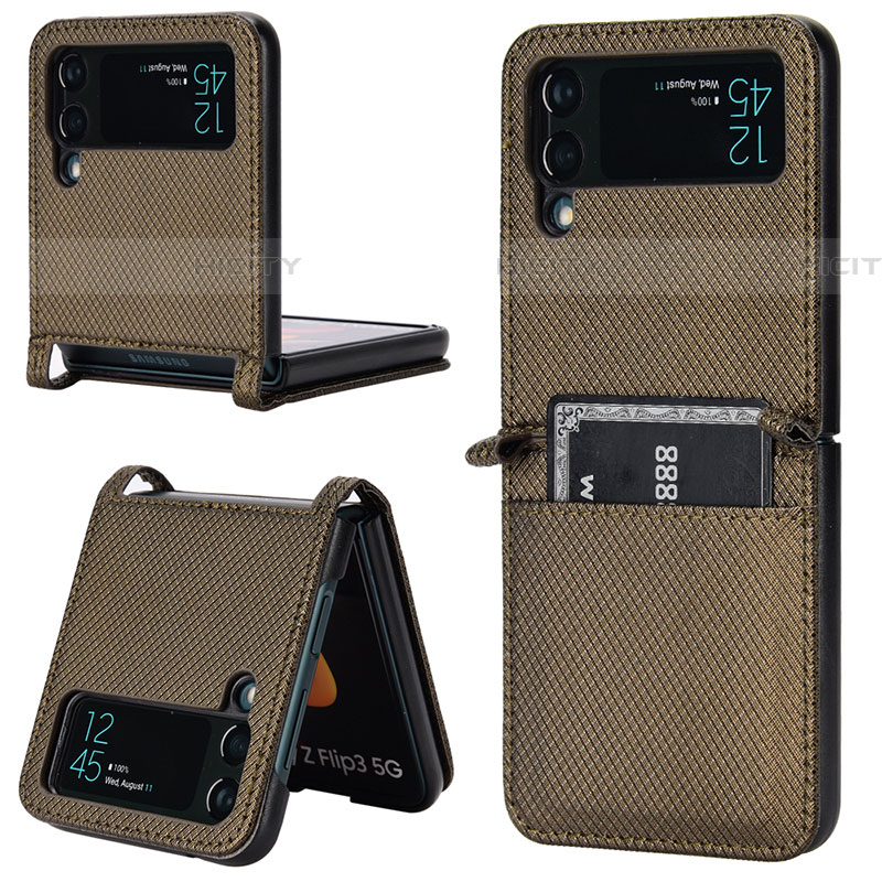 Funda Bumper Lujo Cuero y Plastico Mate Carcasa BY1 para Samsung Galaxy Z Flip4 5G