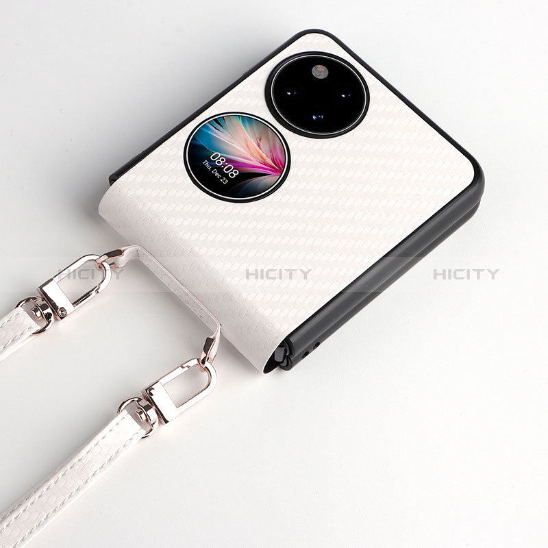 Funda Bumper Lujo Cuero y Plastico Mate Carcasa BY2 para Huawei Pocket S Blanco