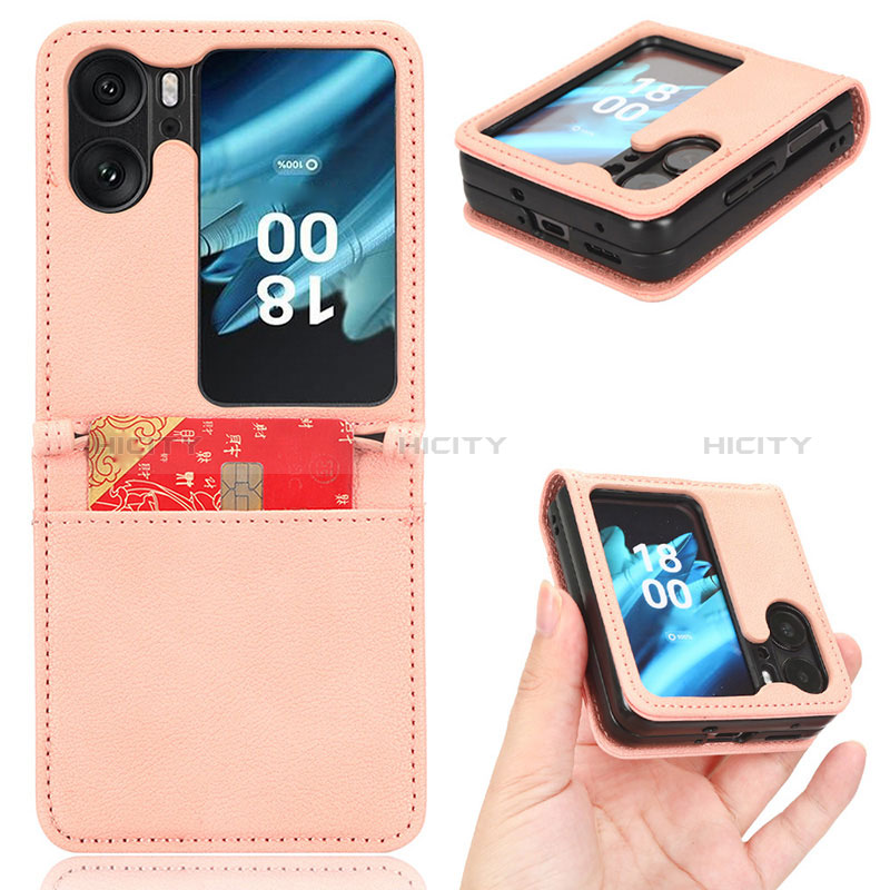 Funda Bumper Lujo Cuero y Plastico Mate Carcasa BY2 para Oppo Find N2 Flip 5G