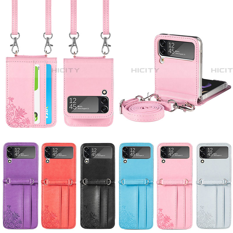 Funda Bumper Lujo Cuero y Plastico Mate Carcasa C01 para Samsung Galaxy Z Flip4 5G