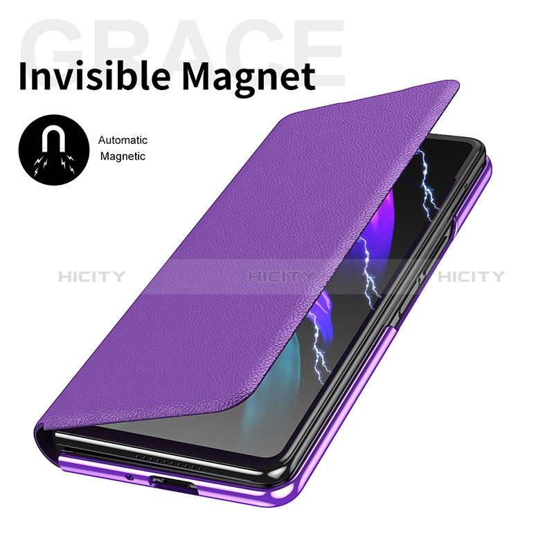 Funda Bumper Lujo Cuero y Plastico Mate Carcasa C06 para Samsung Galaxy Z Fold3 5G