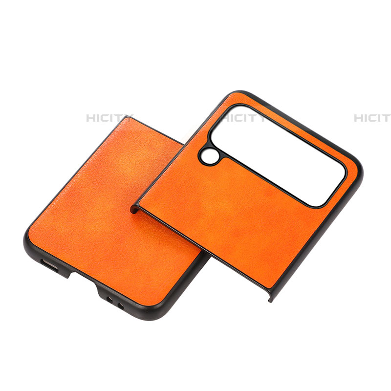 Funda Bumper Lujo Cuero y Plastico Mate Carcasa C09 para Samsung Galaxy Z Flip4 5G