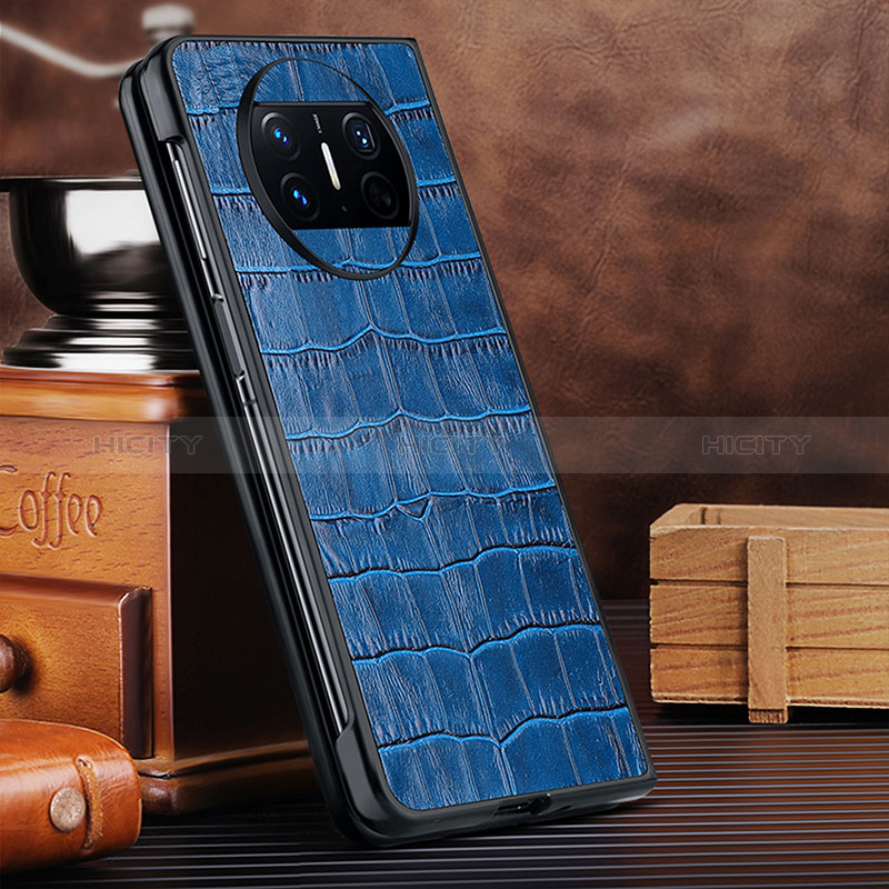 Funda Bumper Lujo Cuero y Plastico Mate Carcasa DL2 para Huawei Mate X3 Azul