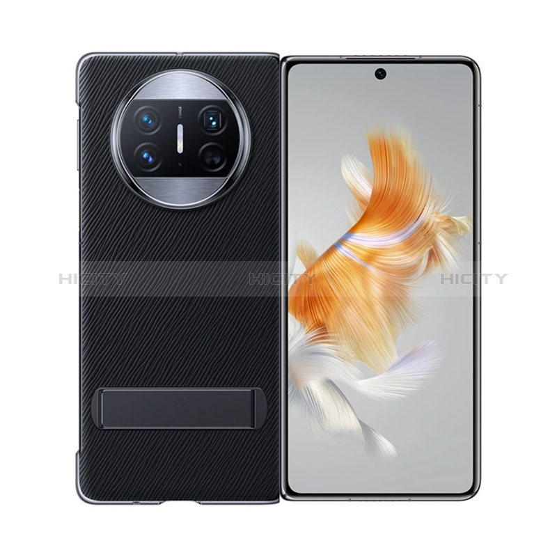 Funda Bumper Lujo Cuero y Plastico Mate Carcasa GS1 para Huawei Mate X3 Negro